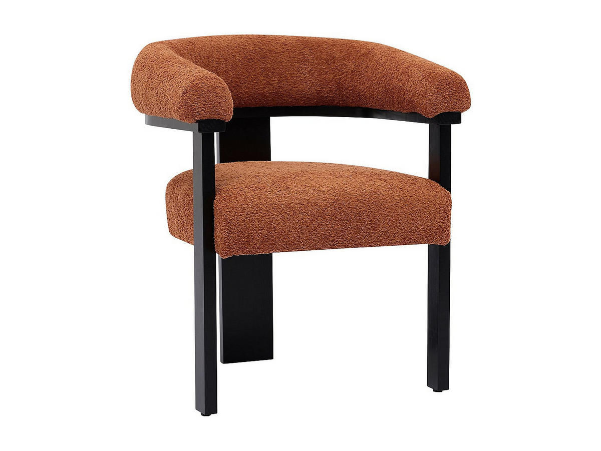 STUHL mit Armlehnen - Bouclé-Stoff & Kautschukholz - Terracotta & Schwarz - LIVELIA - Dunkelorange, Textil (64/78/60cm) - Vente-Unique