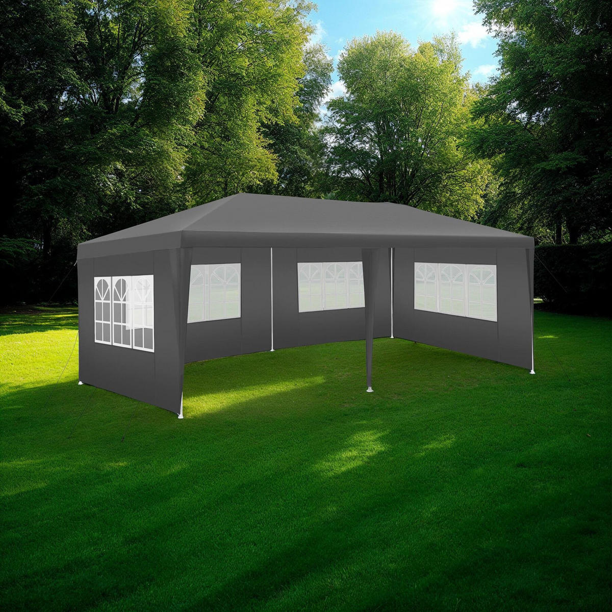 PAVILLON Novara,wasserdicht,grau - Grau, Kunststoff (300/250/600cm) - tectake