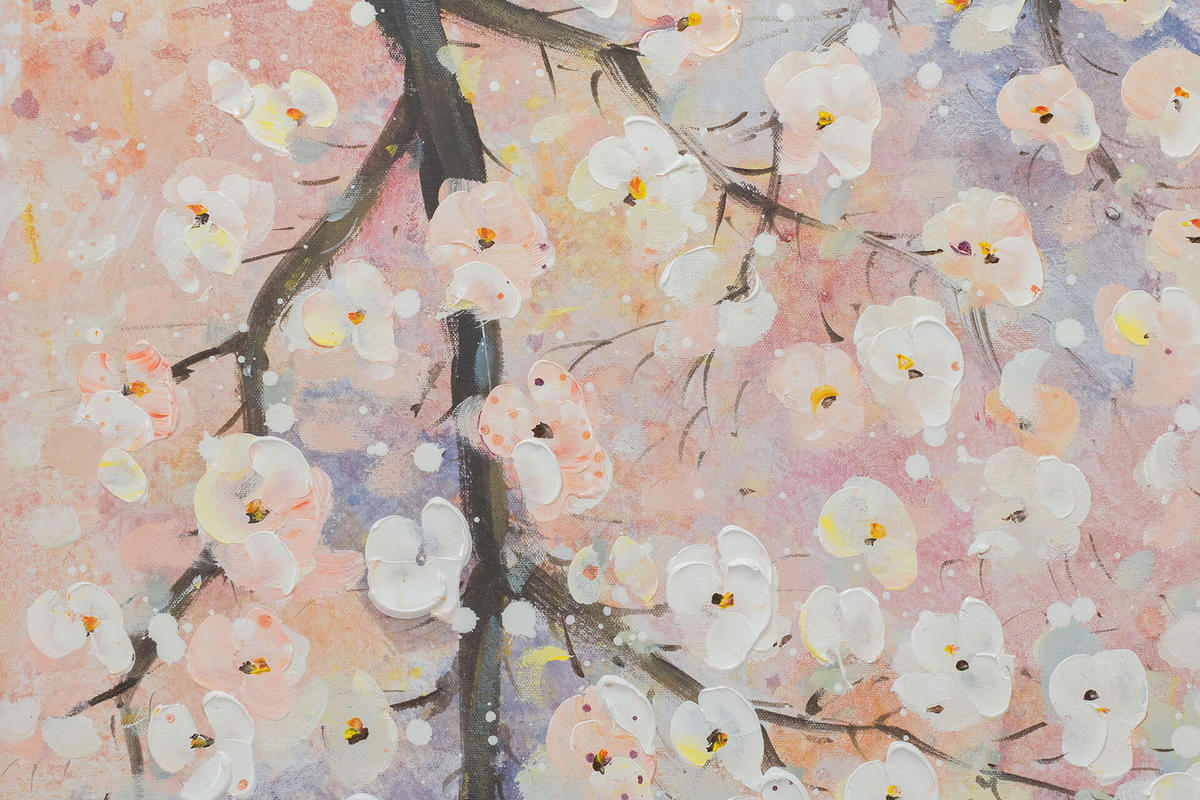 ACRYLBILD HANDGEMALT 60/120 cm - Pink/Weiß, Holz/Textil (60/120cm) - KUNSTLOFT