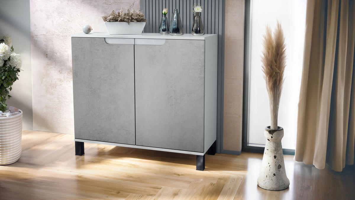 KOMMODE Sylt Beton Oxid Optik - Hellgrau, Holzwerkstoff (92.5/84.5/35cm) - Vladon