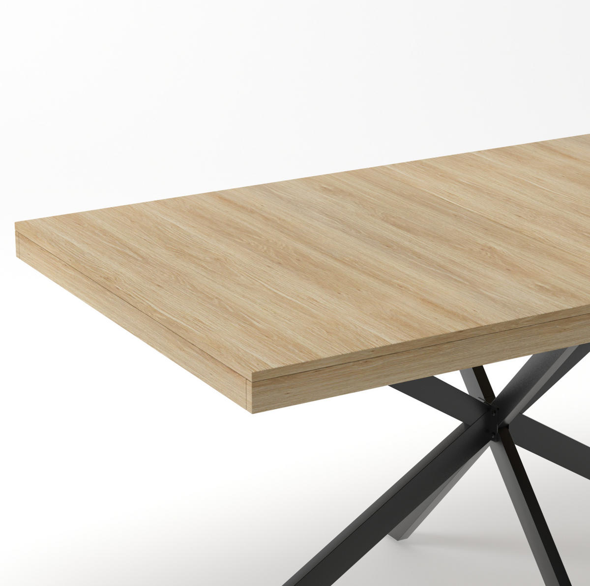 ESSTISCH ausziehbar 140-180 x 80 cm mit Stauraum MDF Metall Natur - Braun, Metall (160/80/76cm) - Meubliv