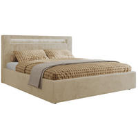 POLSTERBETT GOLD 5 CLASSIC 140/200 - Creme Plüsch - ohne Matratze - Creme, Textil (140/200cm) - MKS