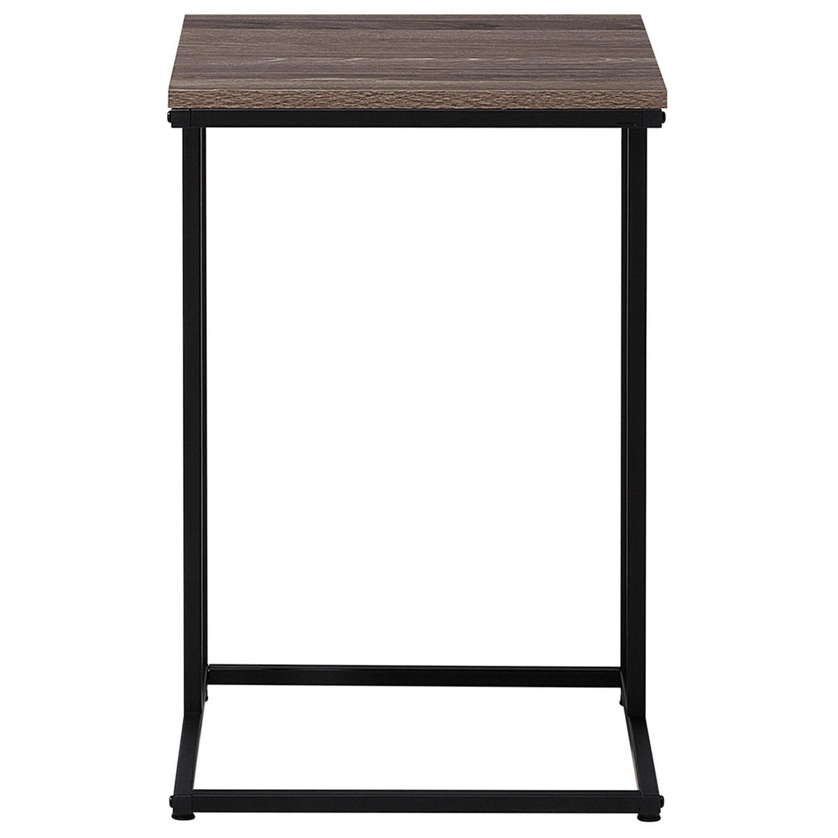 BEISTELLTISCH Holzoptik taupe quadratisch 40/40 cm Troy - Dunkelbraun/Schwarz, Holzwerkstoff (40/40/61cm) - Beliani