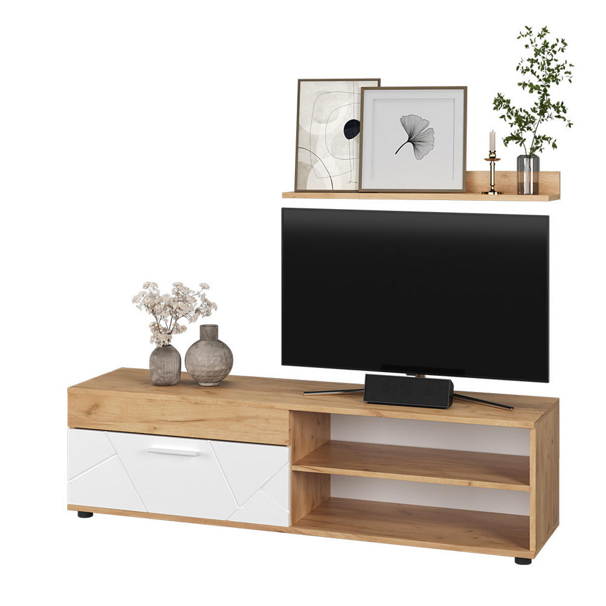 NÁSTĚNNÁ SKŘÍŇKA Berno Zlatá síla dub/bílá - medově dubová, kompozitní dřevo (139.8/38.9/35.3cm) - Vicco