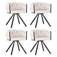 ESSZIMMERSTUHL 4er Samt Drehstuhl Metallbeine Beige Luxus - Beige, Textil (56/71/61cm) - FLIEKS