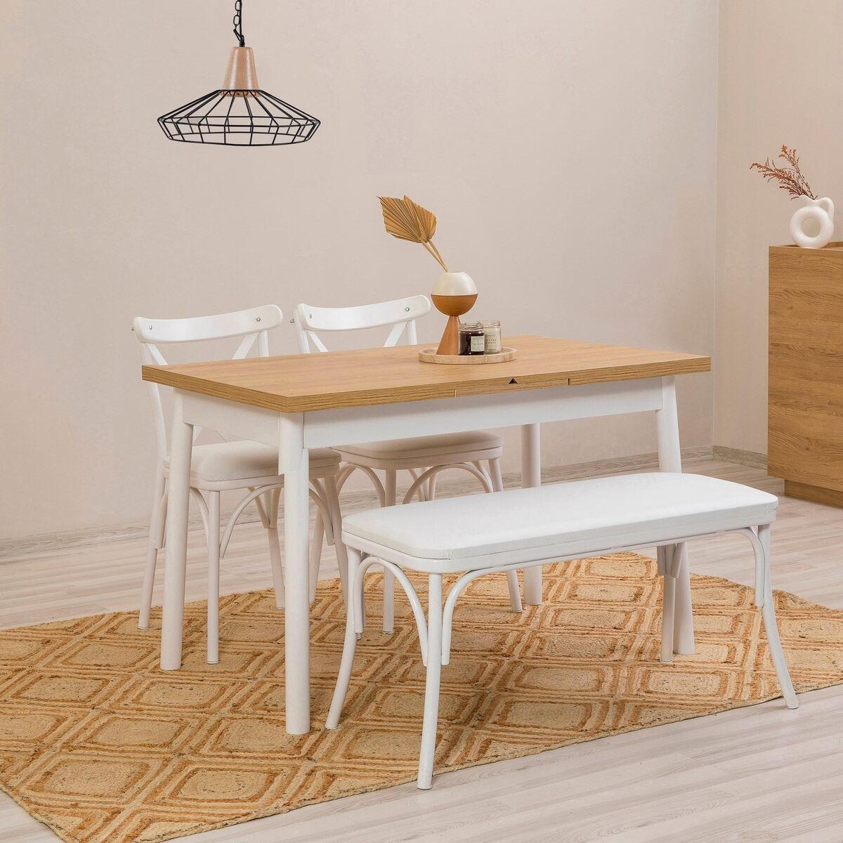 TISCH dekor buche und weiß - oliver 120/75/77 cm - Weiß, Holzwerkstoff (120/75/77cm) - Calicosy