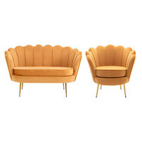 COUCHGARNITUR Muschel 2+1 - Samt - Senfgelb - DANDELION - Gelb, Textil (75/78/124cm) - Pascal Morabito