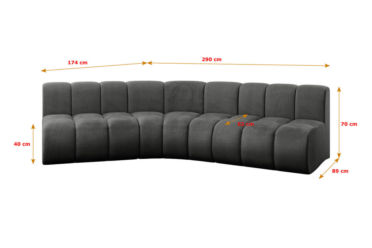 ECKSOFA modulares Sofa Montra-L1 - 290x174x70 cm Dunkelgrau - Dunkelgrau, Holzwerkstoff/Textil (290/174cm) - ALTDECOR