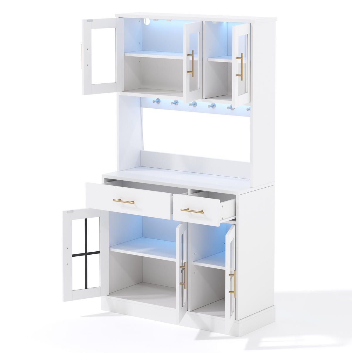 BUFFET 100/40/180 cm Weiß aus MDF mit LED-Beleuchtung - Weiß, Holzwerkstoff (100/180/40cm) - OKWISH