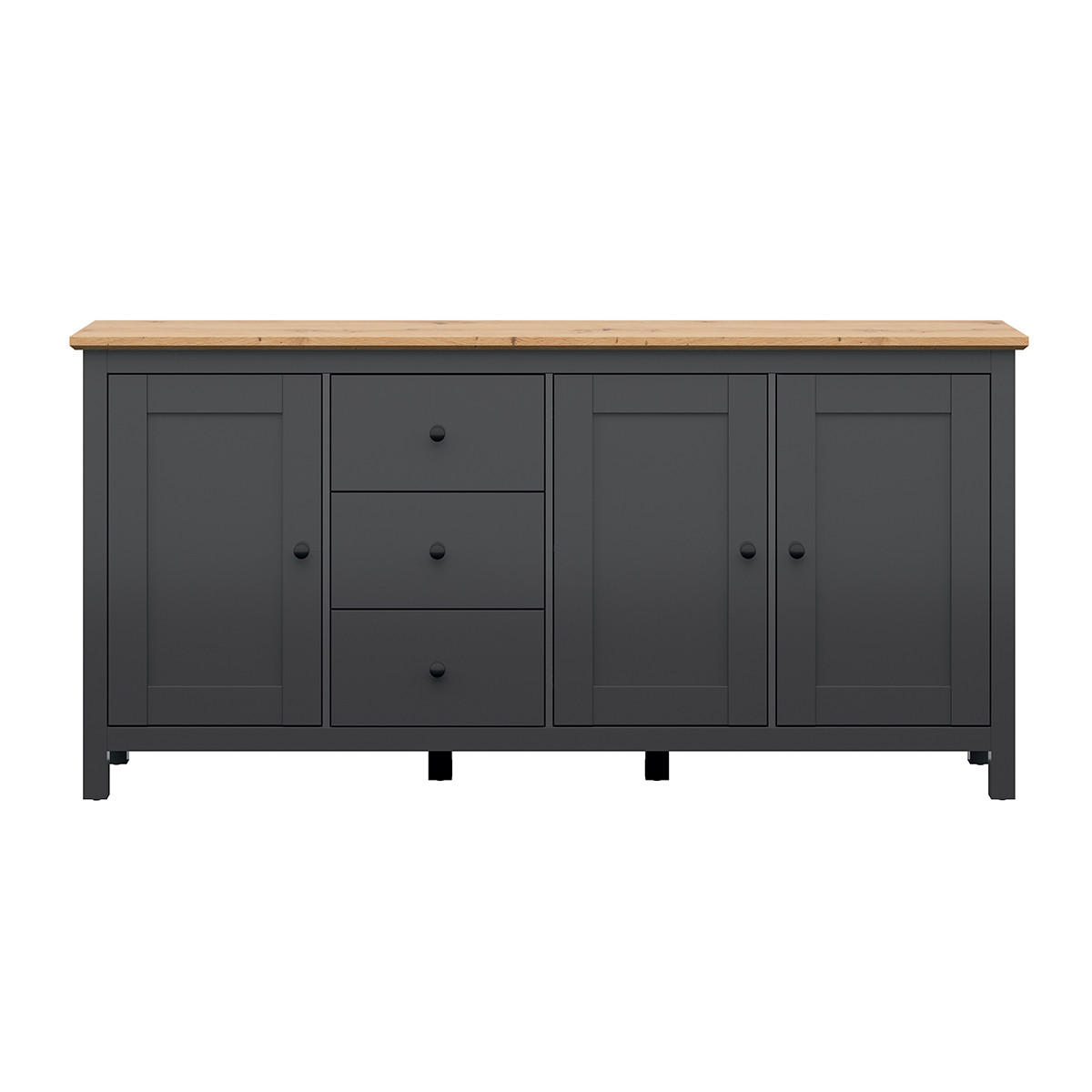 SIDEBOARD Duck Anthrazitgrau und Holz - Grau, Holzwerkstoff (199/96/44cm) - Petits-meubles