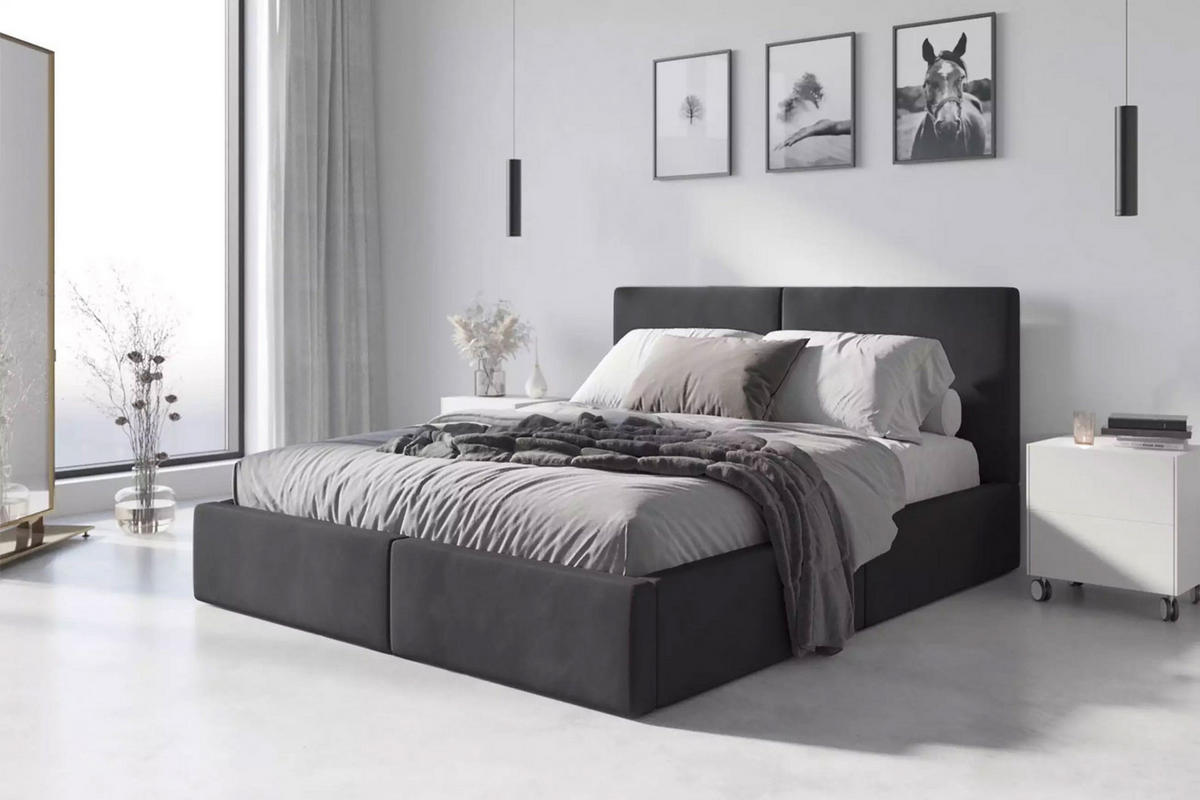 POLSTERBETT Hilton 120x200cm Anthrazit mit Stauraum - Anthrazit, Textil/Metall (120/200cm) - Interbeds