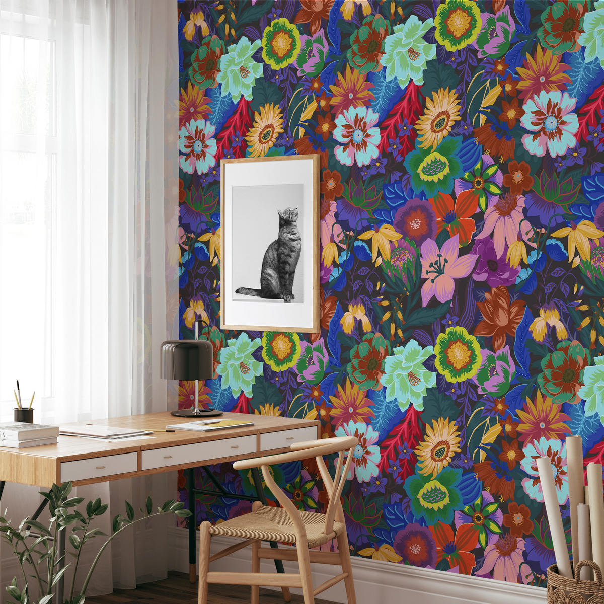 TAPETE Florale aus echtem Papier, 200x280cm, 8 Bögen - Multicolor, Papier (200/280cm) - WALLPAPERS4BEGINNERS