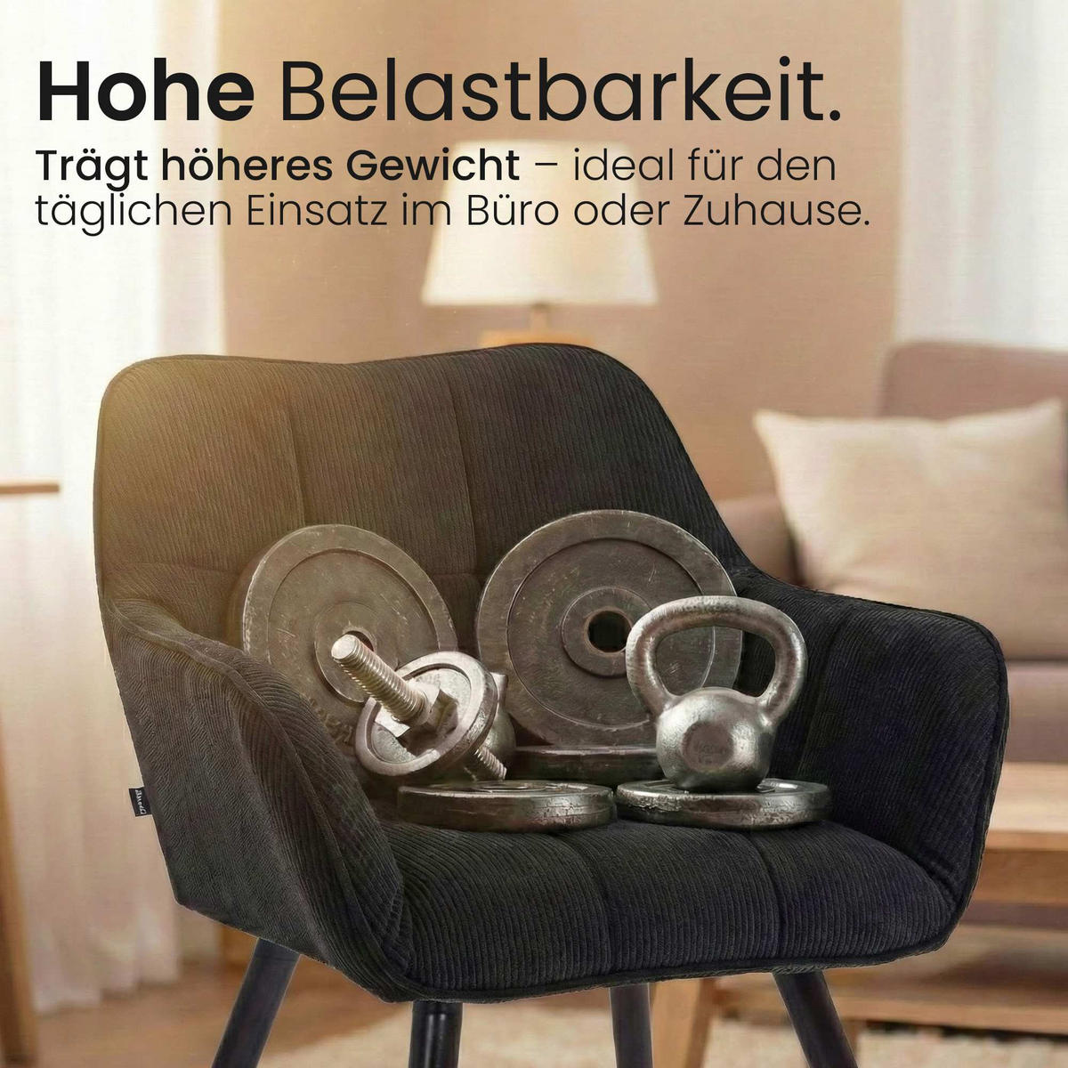 ESSZIMMERSTUHL Cord Schwarz - Schwarz, Holz/Textil (65/82/64cm) - CLP