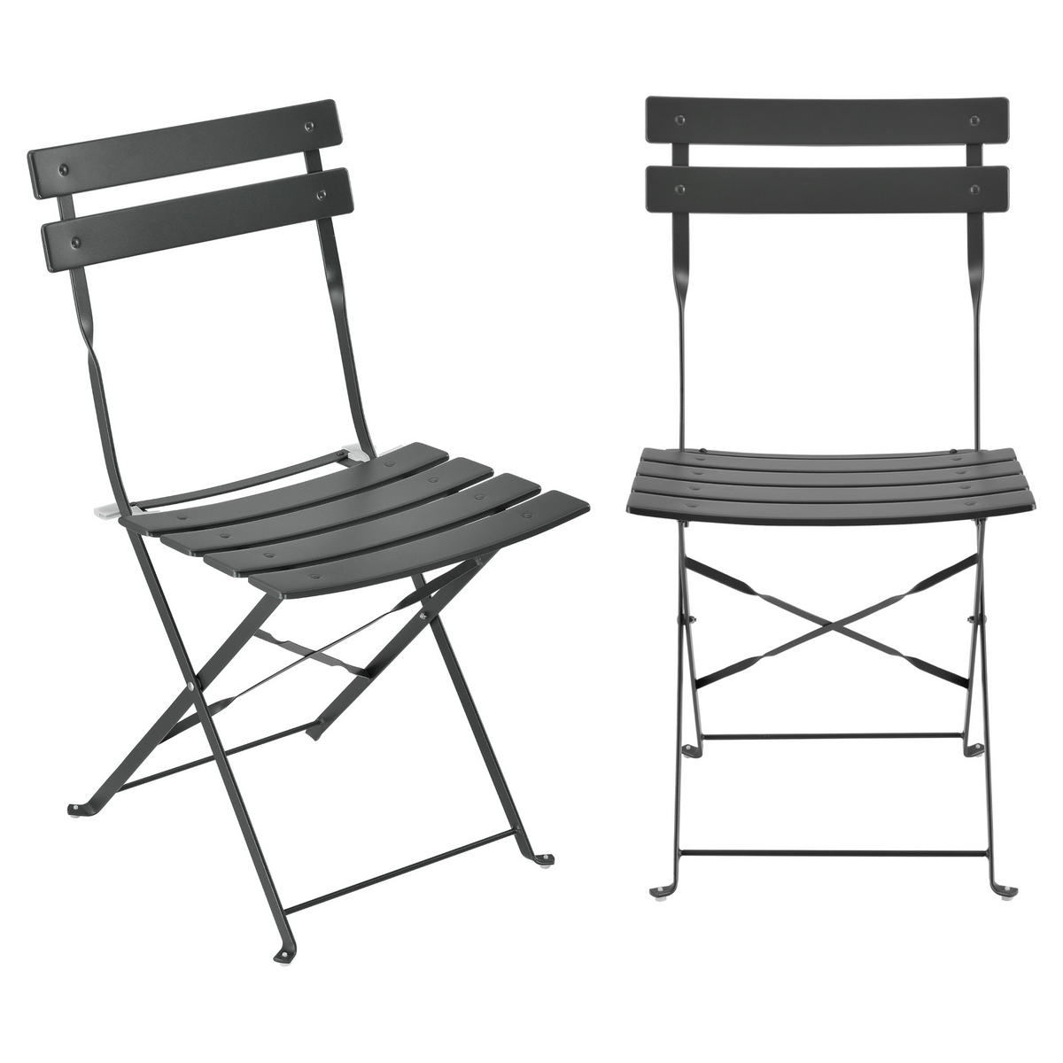 BALKON-SET 3 TLG. Caprile - Dunkelgrau, Metall - [en.casa]
