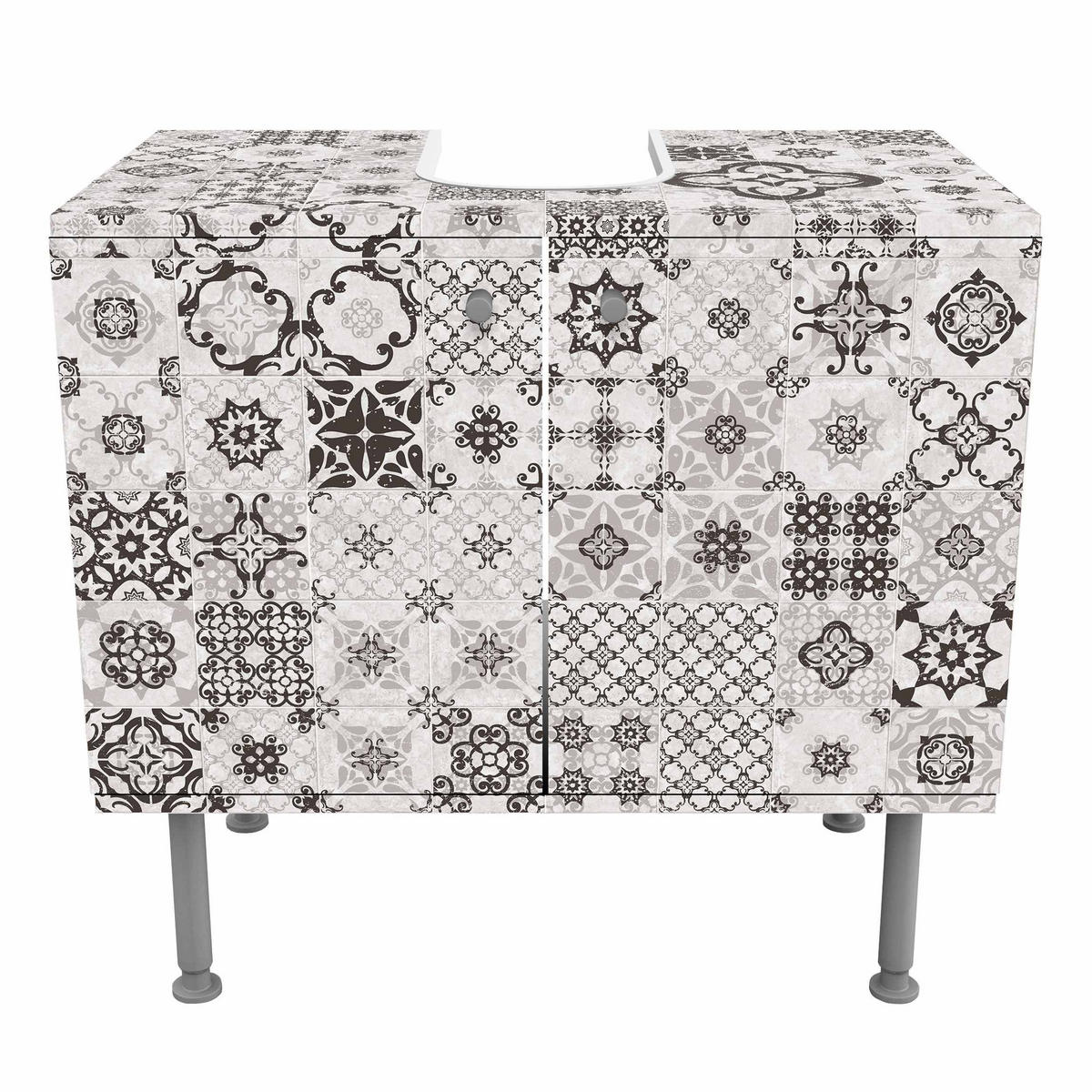 WASCHBECKENUNTERSCHRANK Keramikfliesen Agadir grau 60/55/35 cm - Grau, Holzwerkstoff (60/55/35cm) - Bilderwelten