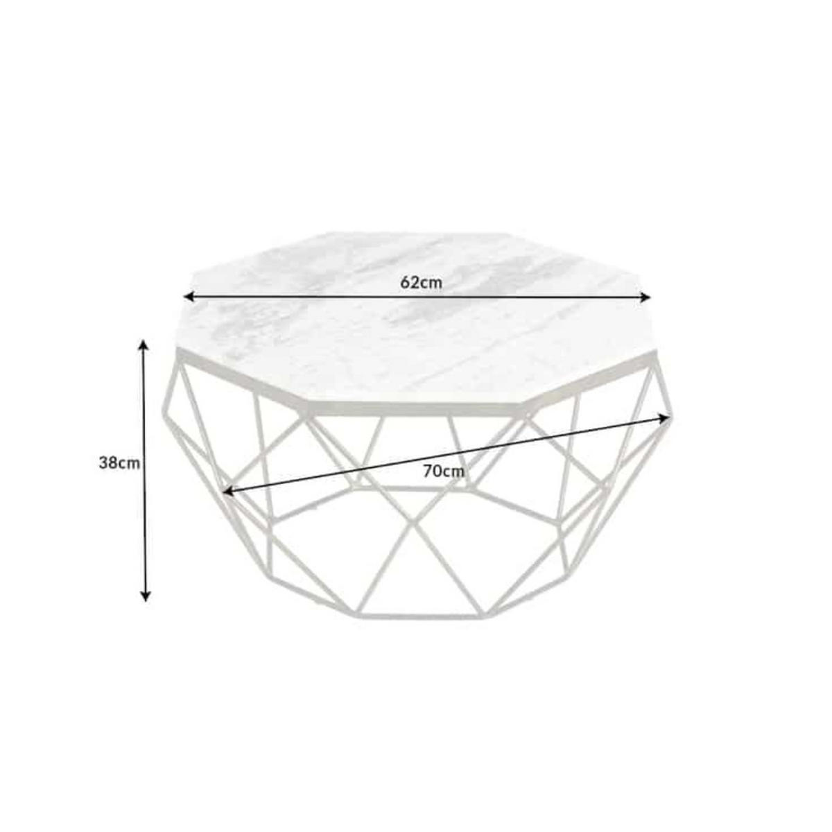 COUCHTISCH DIAMOND Marmor rechteckig Weiß 70cm - Goldfarben/Weiß, Stein/Metall (70/70/38cm) - riess-ambiente