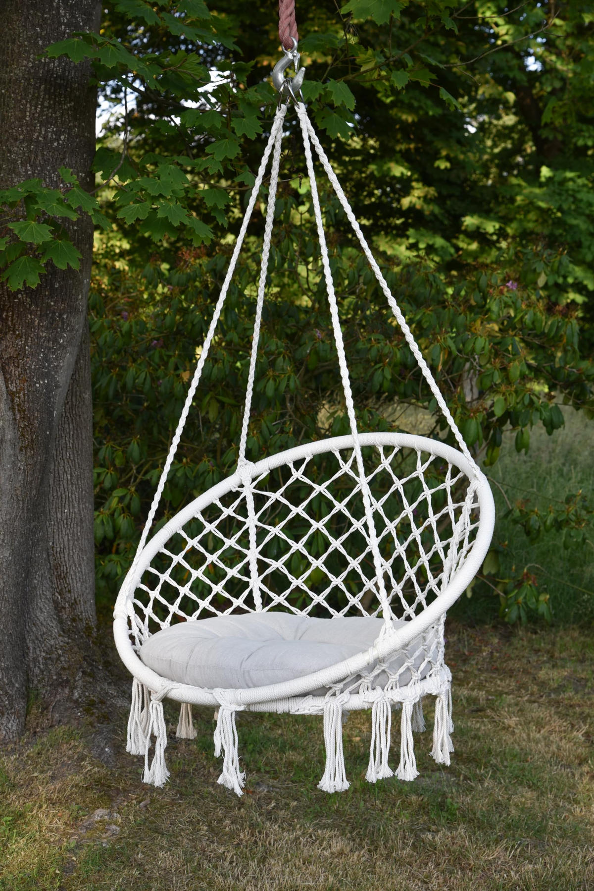 HÄNGESESSEL Angers Geflecht Weiß Polyester Hängesitz Hängekorb - Weiß, Kunststoff (80/125/60cm) - DELUKE