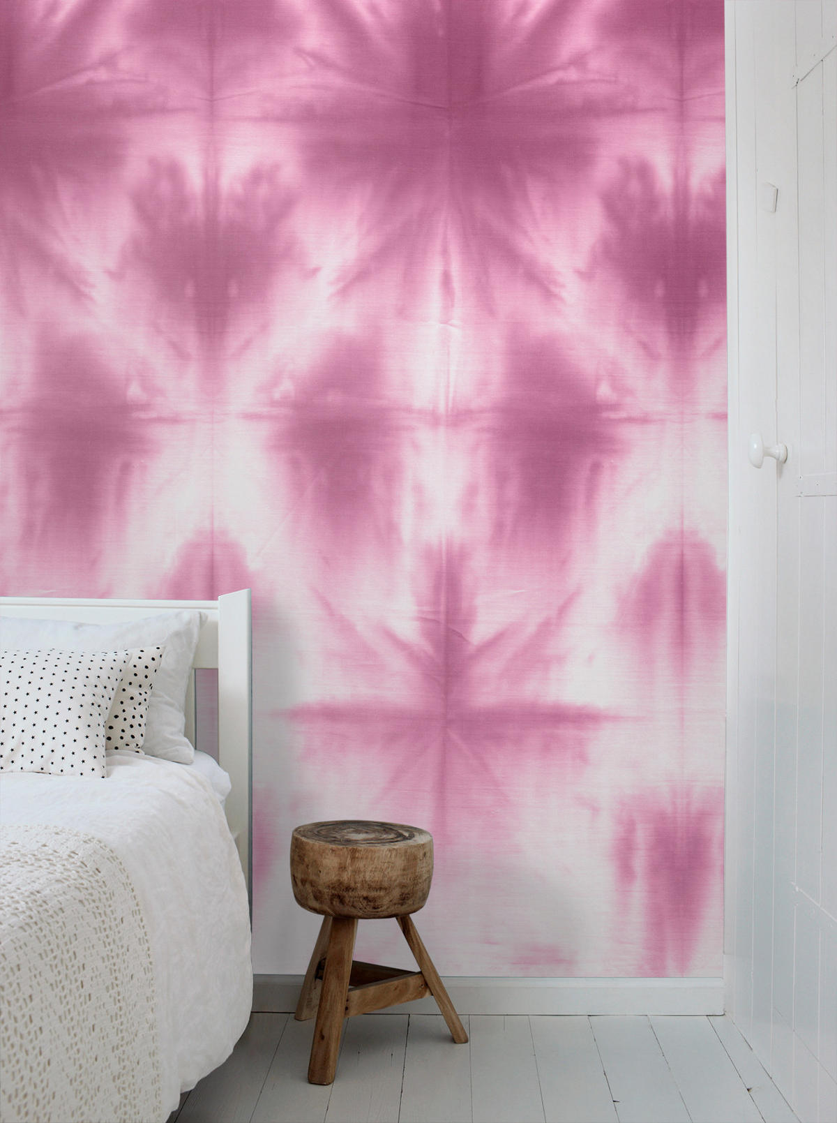 FOTOTAPETE wandfüllendes Tie-Dye Shibori Muster 100 x 279 cm - Pink, Papier (100/279cm) - ESTAhome
