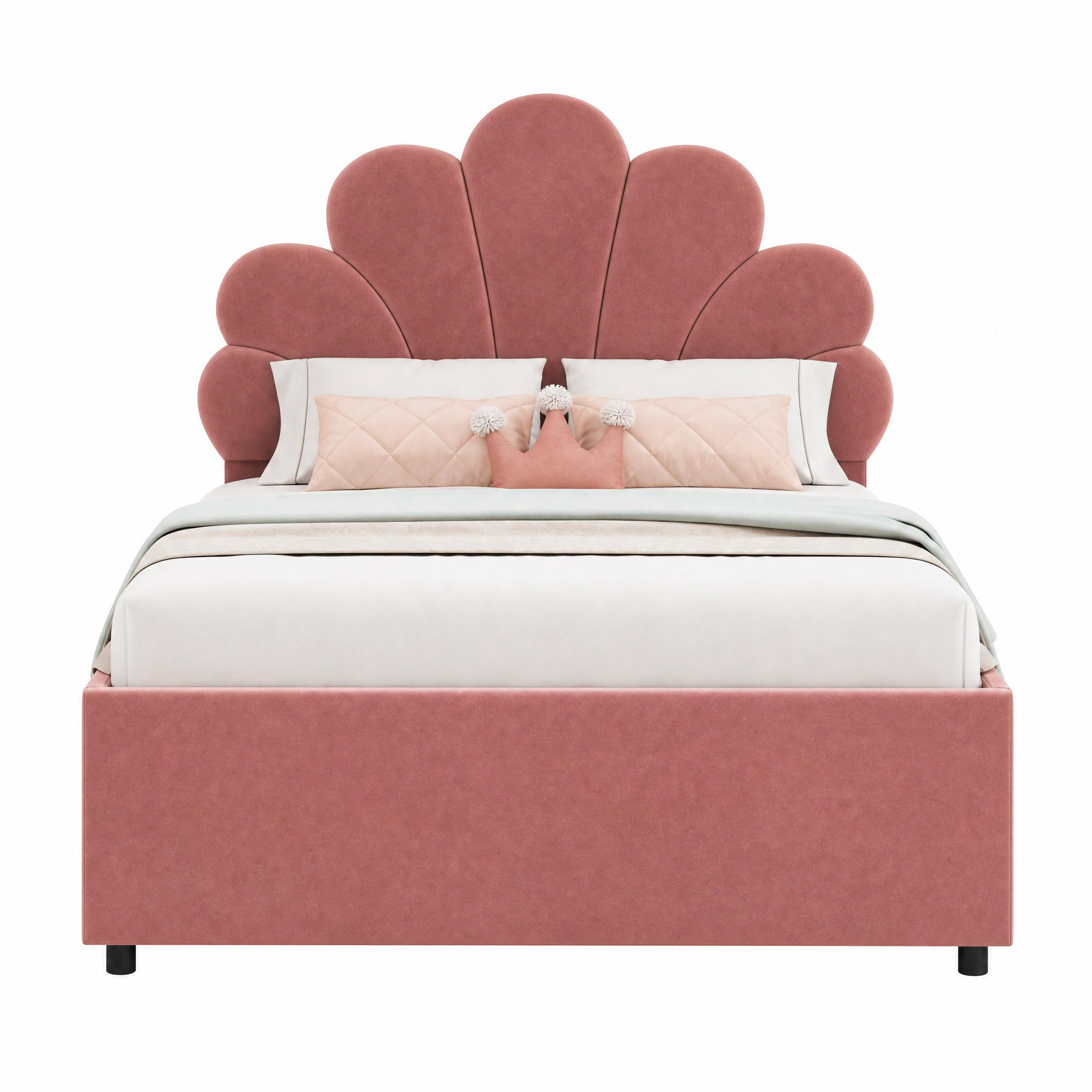KINDERBETT mit 2 Schubladen 90x200 cm Samt Pink - Pink, Holz (90/200cm) - Meubliv