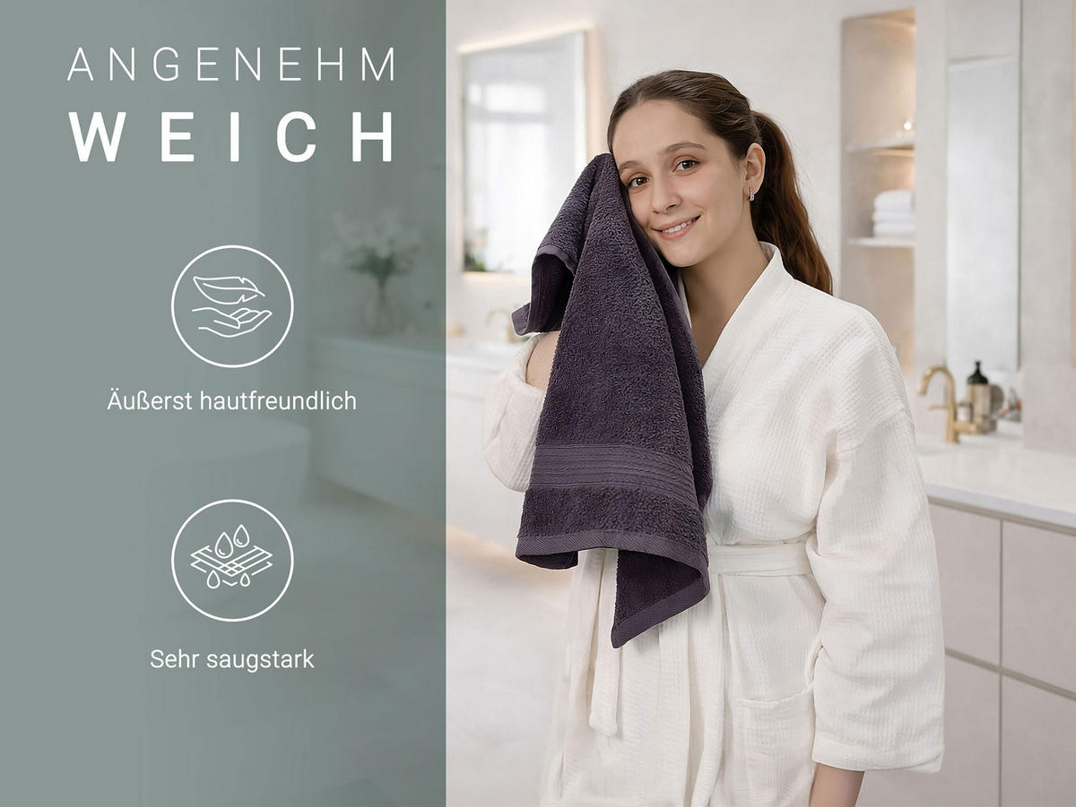 HANDTÜCHER, 6er-Set, 50x70 cm, 100% Baumwolle, Grau - Anthrazit, Textil (50/70cm) - Zollner