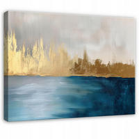 WANDDEKO Abstrakt Grau Gold Bilder Modern Wohnzimmer 60x40 - Grau, Holzwerkstoff (60/40cm) - Wallarena