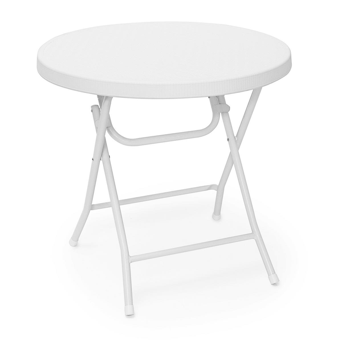 GARTENTISCH - Weiß, Kunststoff/Metall (80/80/74cm) - Relaxdays