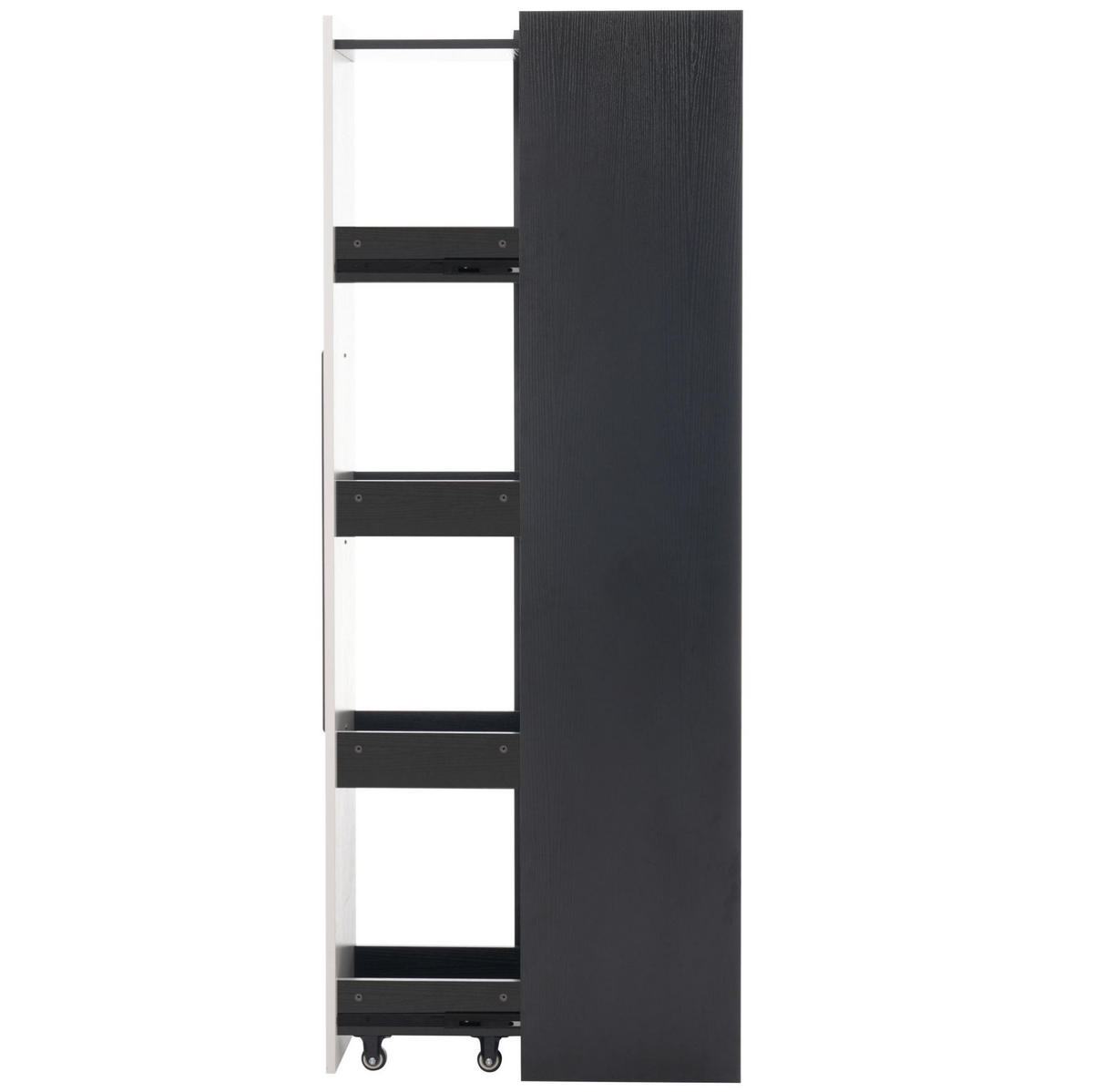 VITRÍNA z MDF 70x40x160 cm černo-bílá s LED osvětlením, bočním výsuvem a skleněnou přední částí - černá, kompozitní dřevo (70/160/40cm) - Modfu