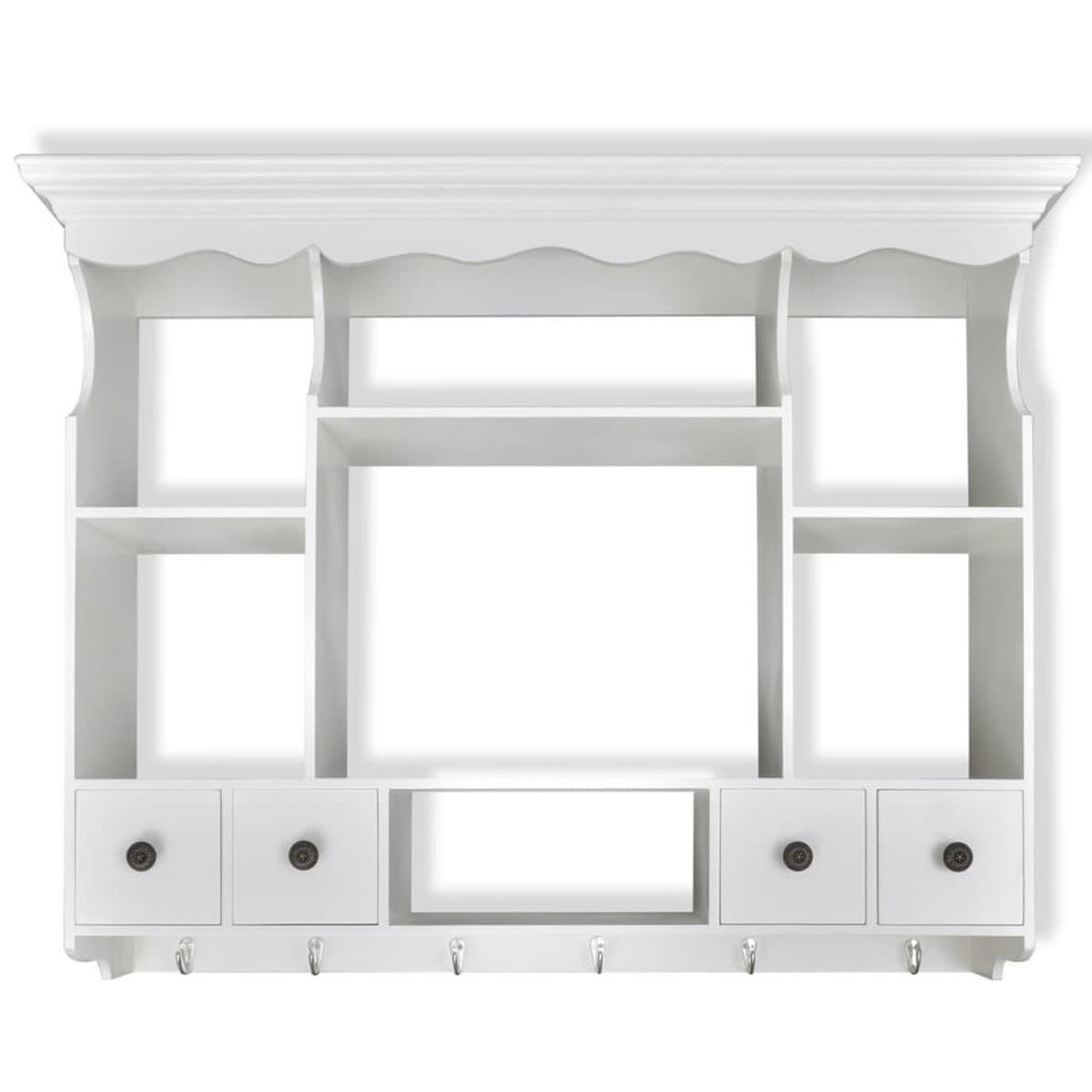 KÜCHENOBERSCHRANK für Teller mit Schubladen, Fächern 90,5/22,5/70,3 cm aus MDF Weiß - Weiß, Holz (90.5/70.3/22.5cm) - vidaXL