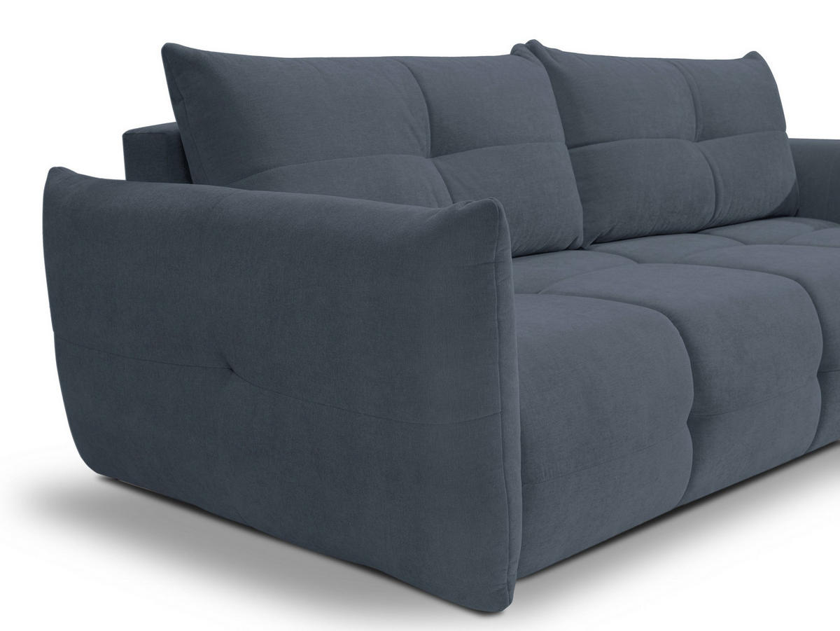 BETTSOFA MODA Blau Chenille-Stoff mit Schlaffunktion - Blau, Holz (245/86/110cm) - MASSENO