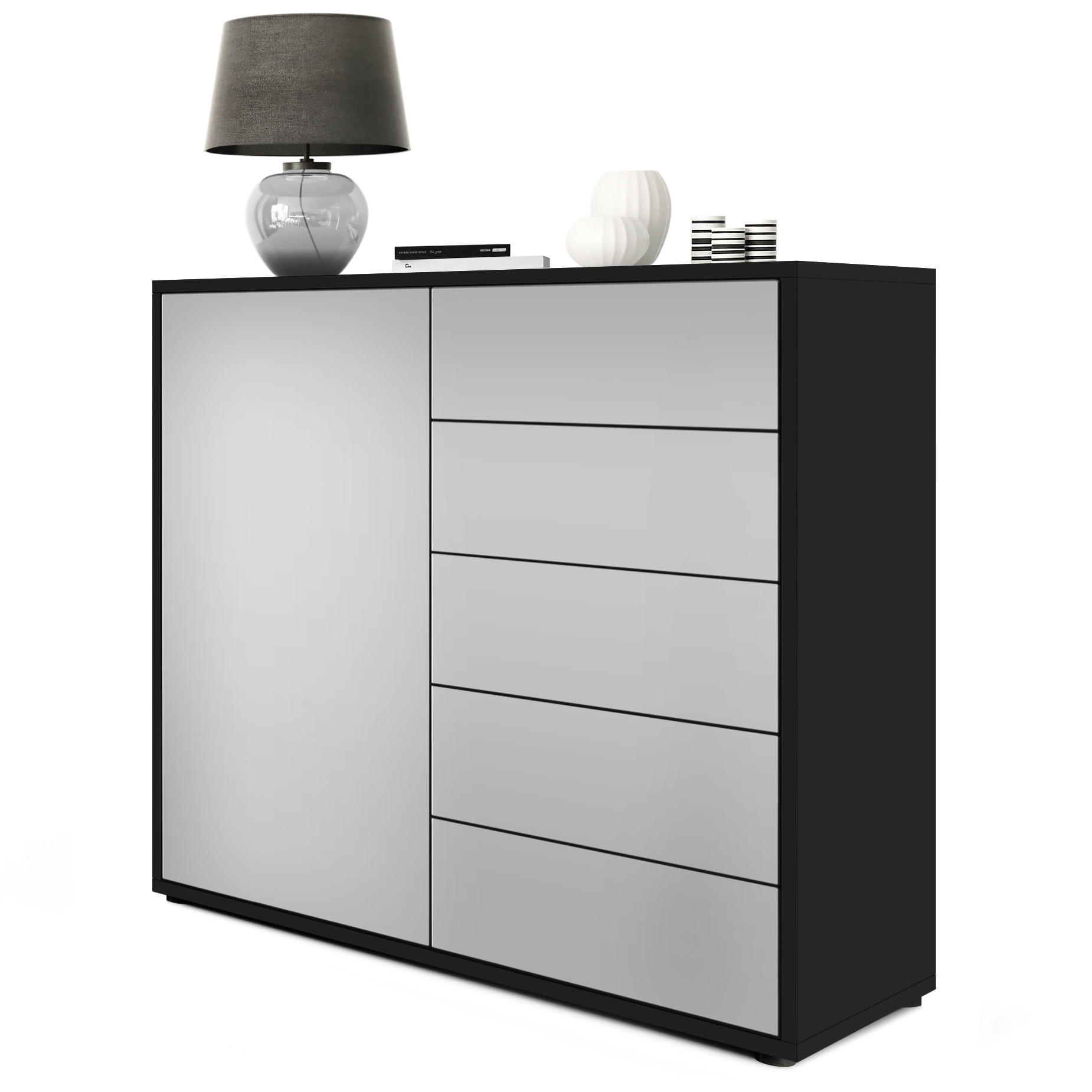 KOMMODE Ben Front in Hellgrau Seidenmatt - Greige, Holzwerkstoff (79/74/36cm) - Vladon