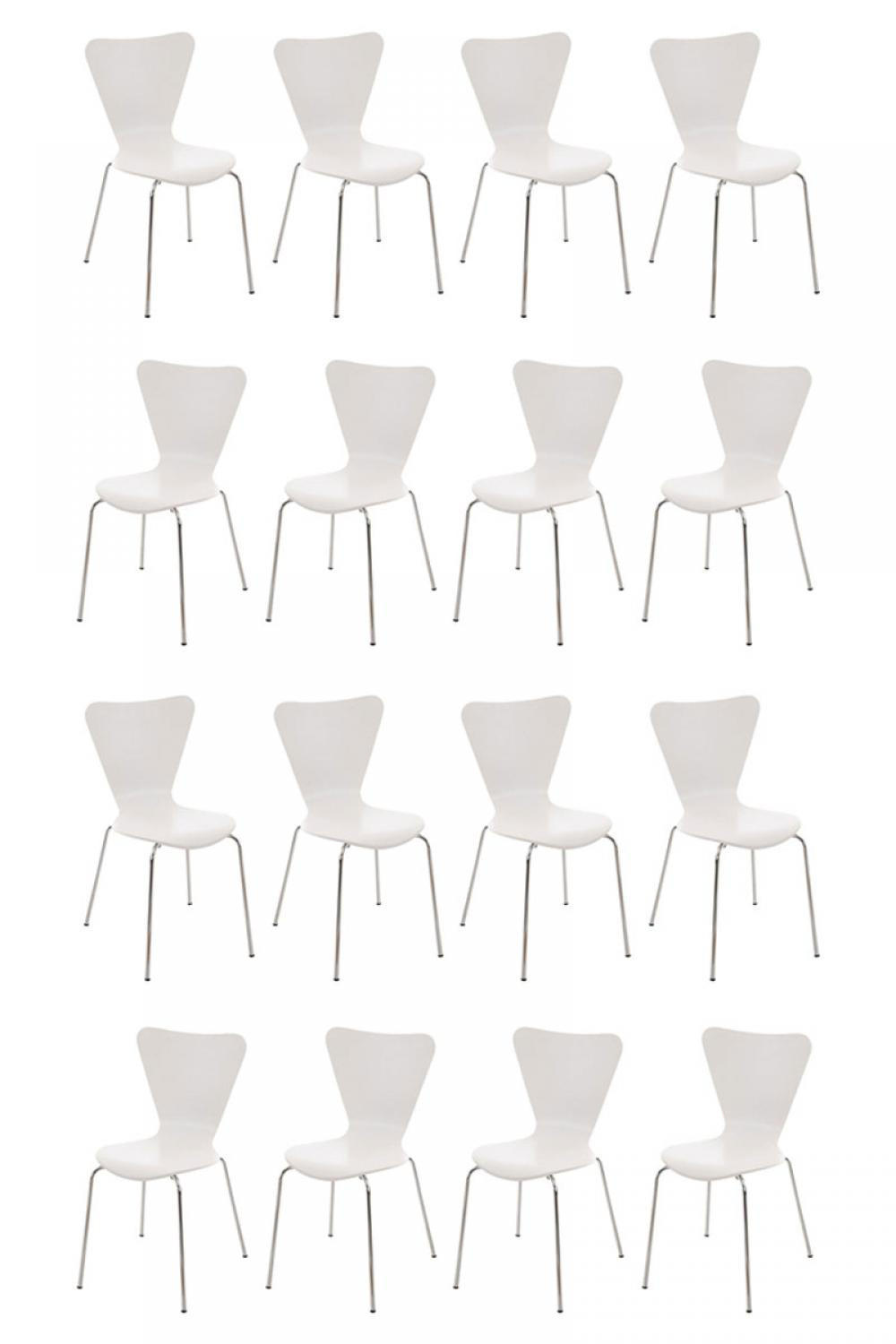 BESUCHERSTUHL 16er Set Holz weiß - Weiß, Holz/Metall (45/85/49cm) - CLP