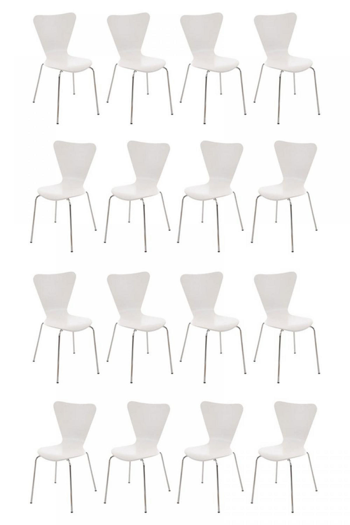 BESUCHERSTUHL 16er Set Holz weiß - Weiß, Holz/Metall (45/85/49cm) - CLP