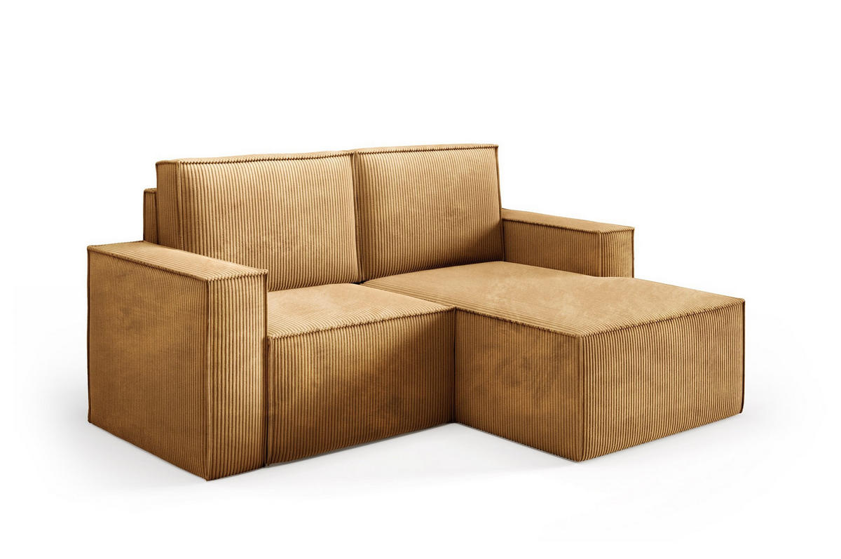 ECKSOFA Orto Gelb, Zweisitzer Kordecksofa linke seite - Gelb, Holzwerkstoff/Textil (180/141cm) - Bettso