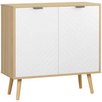 SIDEBOARD DE-11289 2 Türen Weiß/Naturholz - Weiß, Holzwerkstoff (77/77.5/35cm) - ComfortXL
