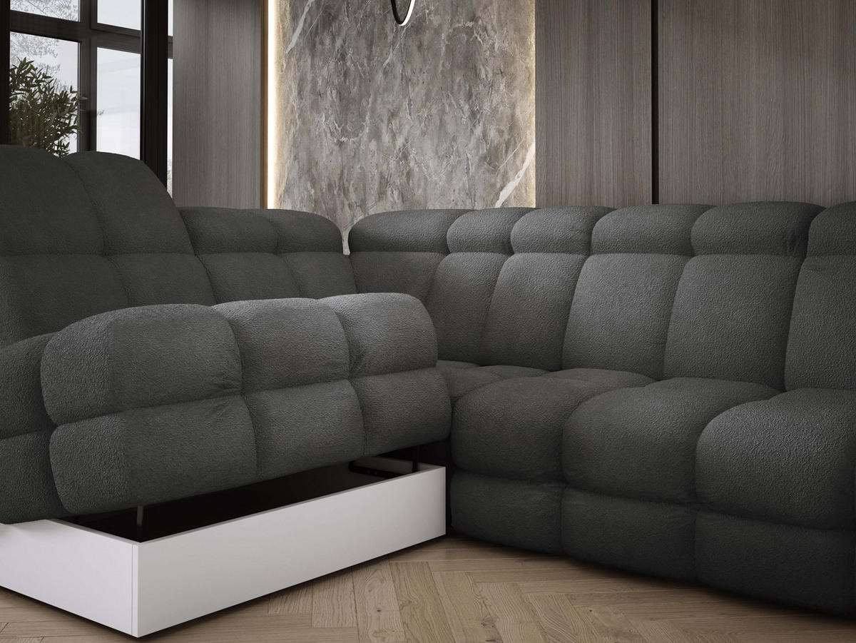 ECKSOFA TOLLO Anthology-stoff L-form 302x217x105 cm graphit - Edelstahlfarben, Holz/Textil (302/217cm) - DomoHome