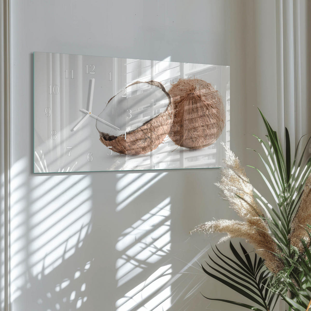WANDUHR 60x30 cm - Graswasser - Braun, Glas (60/30/0.4cm) - TULUP
