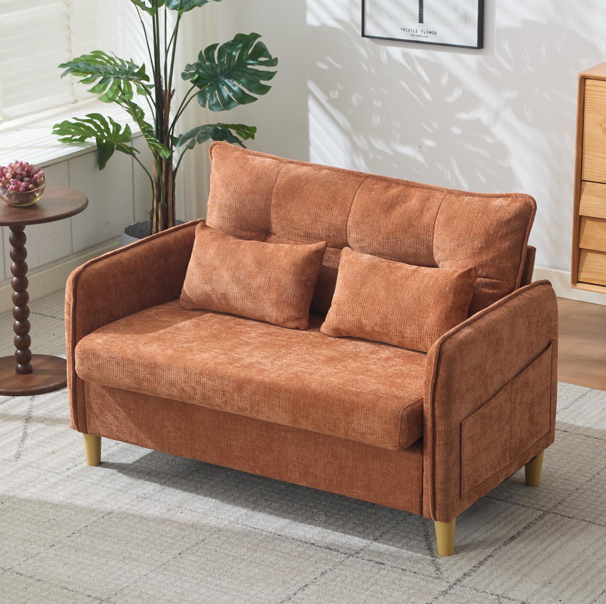 SOFA 2-Sitzer mit Armlehnen 127 cm Brown - Braun, Holzwerkstoff (127/83/75.5cm) - Meubliv