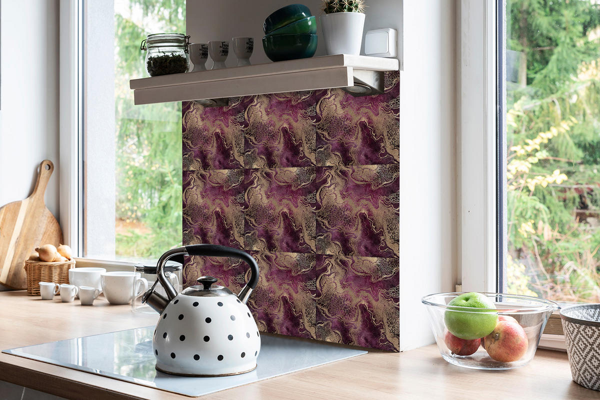 FLIESENAUFKLEBER 9 Stück 30x30 cm selbstklebend Sand und Marmor - Multicolor, Textil (30/1.6/30cm) - TULUP