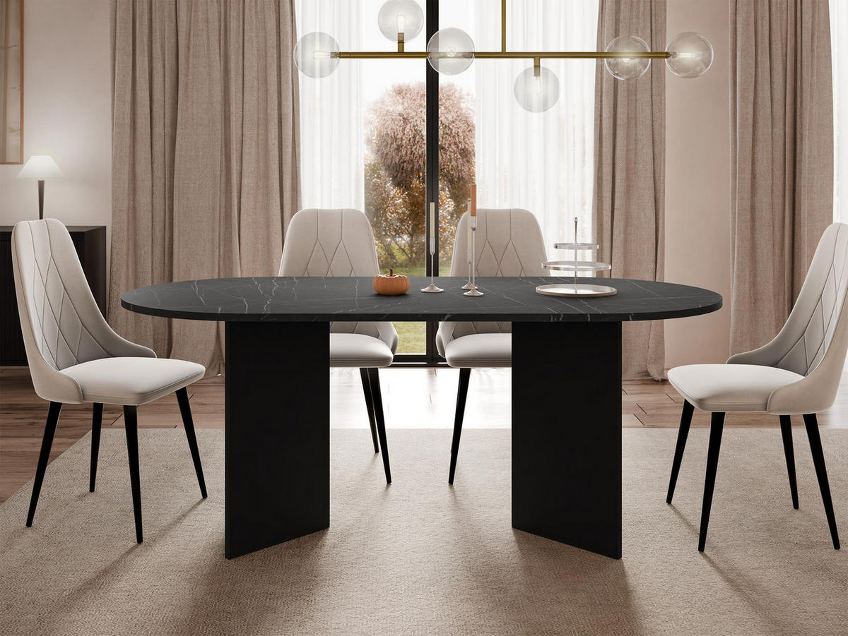 ESSTISCH Gelizo 22 mm - Schwarz, Holzwerkstoff (90/185/75cm) - MIRJAN24