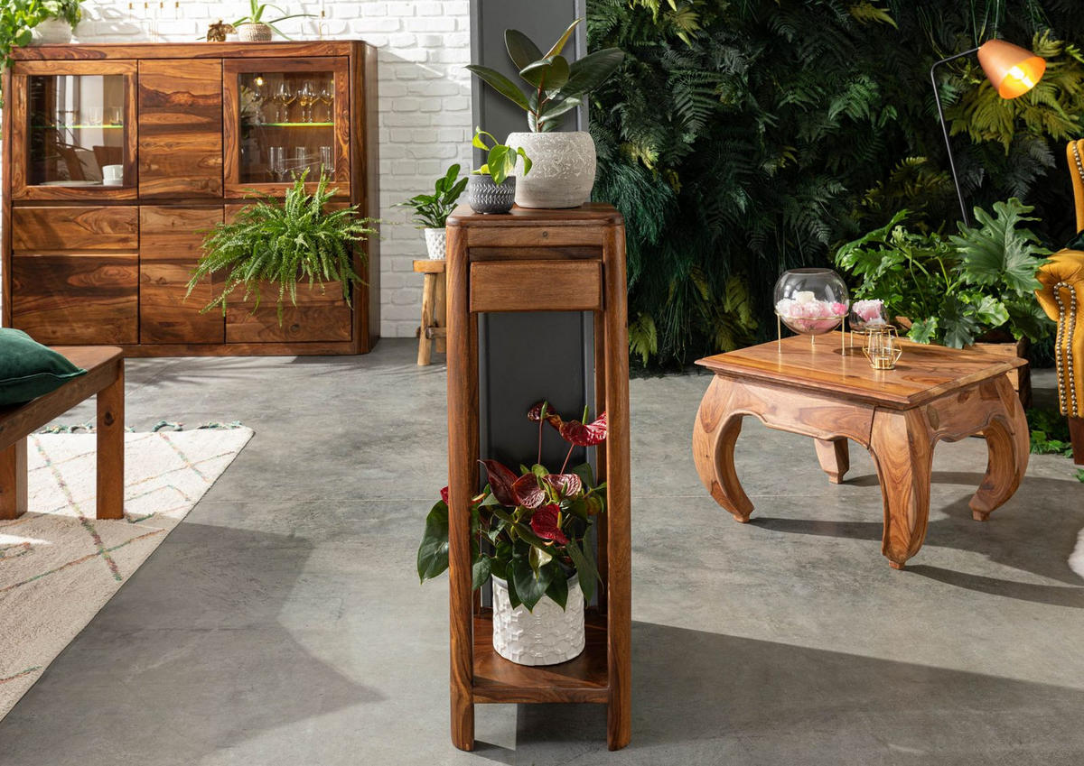 BEISTELLTISCH Sheesham 30x30x90 walnuss gewachst TORONTO #213 - Walnussfarben, Holzwerkstoff (30/30/90cm)