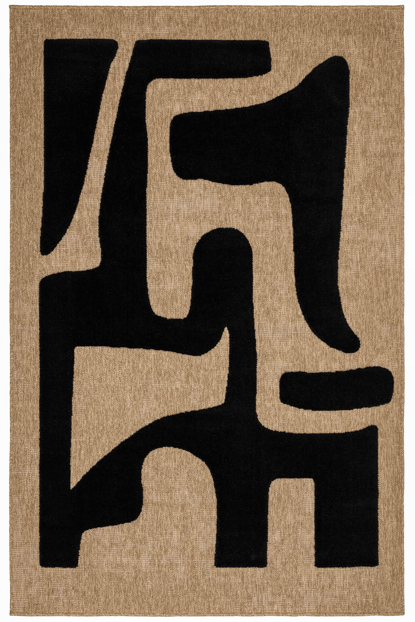 TEPPICH mit Juteoptik abstraktem schwarzen Palma 160x230 cm - Schwarz, Textil (160/230cm) - Nazar Rugs
