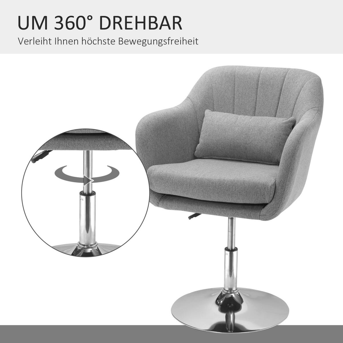 DREHSTUHL höhenverstellbar 60 x 60 x 79-91 cm Polyester Grau - Grau, Metall (60/91/60cm) - Meubliv