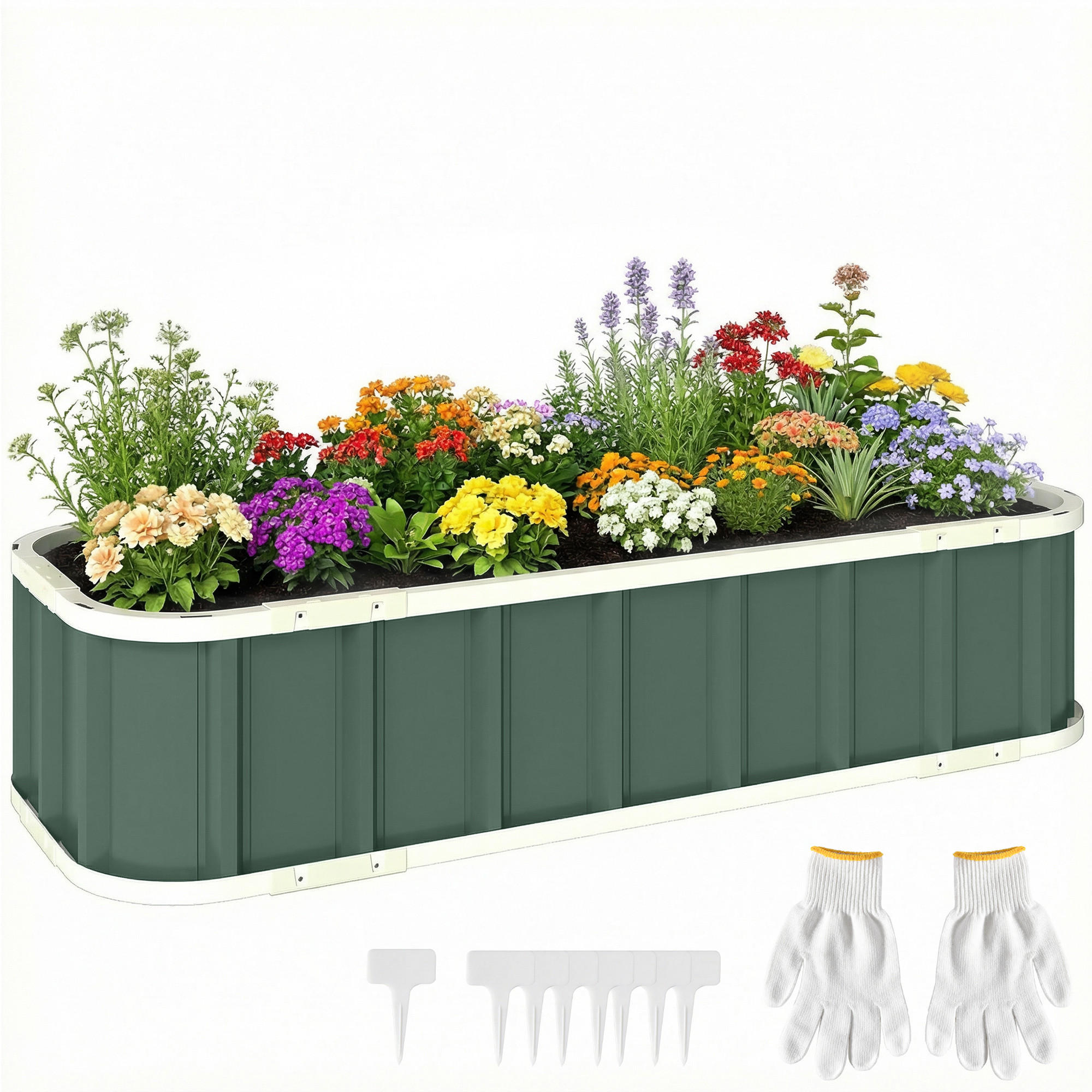 HOCHBEET DE-05425 Mit Klickverschlüssen, gefaltete Kante Hellgrün - Grün, Metall (136/31/52cm) - ComfortXL