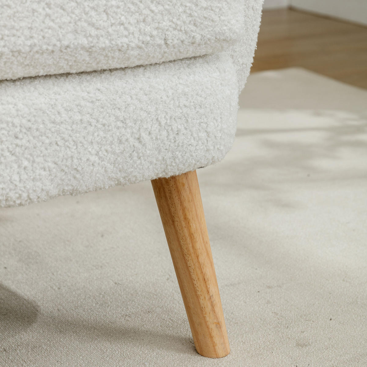 SESSEL Teddystoff Weiß mit Kissen - Weiß, Holz/Holzwerkstoff (71/71/72cm) - WISHDOR
