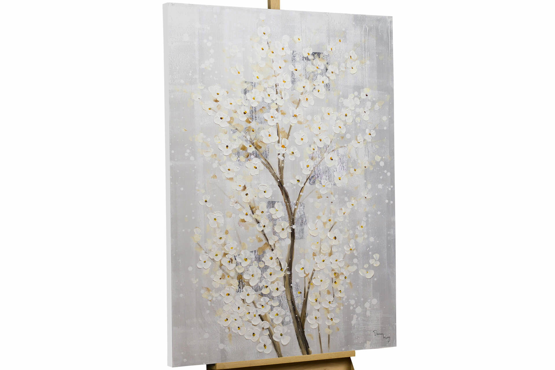 ACRYLBILD HANDGEMALT 80/120 cm - Weiß/Braun, Holz/Textil (2.06/120cm) - KUNSTLOFT