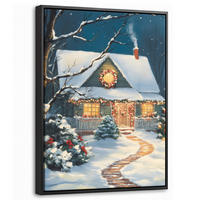 LEINWAND Bilder mit Rahmen - Weihnachten - Weihnachtsbaum - Winter - Zuhause - Schnee - 30x40 - Smaragdgrün, Textil (30/40cm) - MuchoWow
