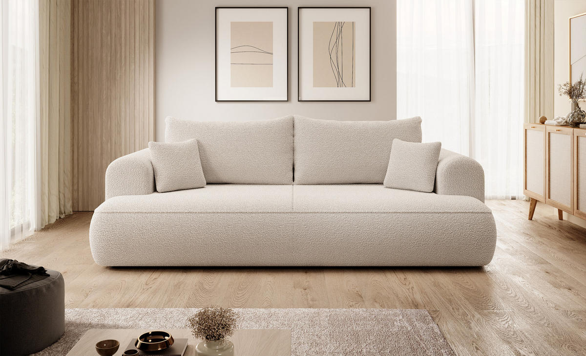 SCHLAFSOFA Ovo Beige Boucle - Beige, Textil (250/94/110cm) - Selsey