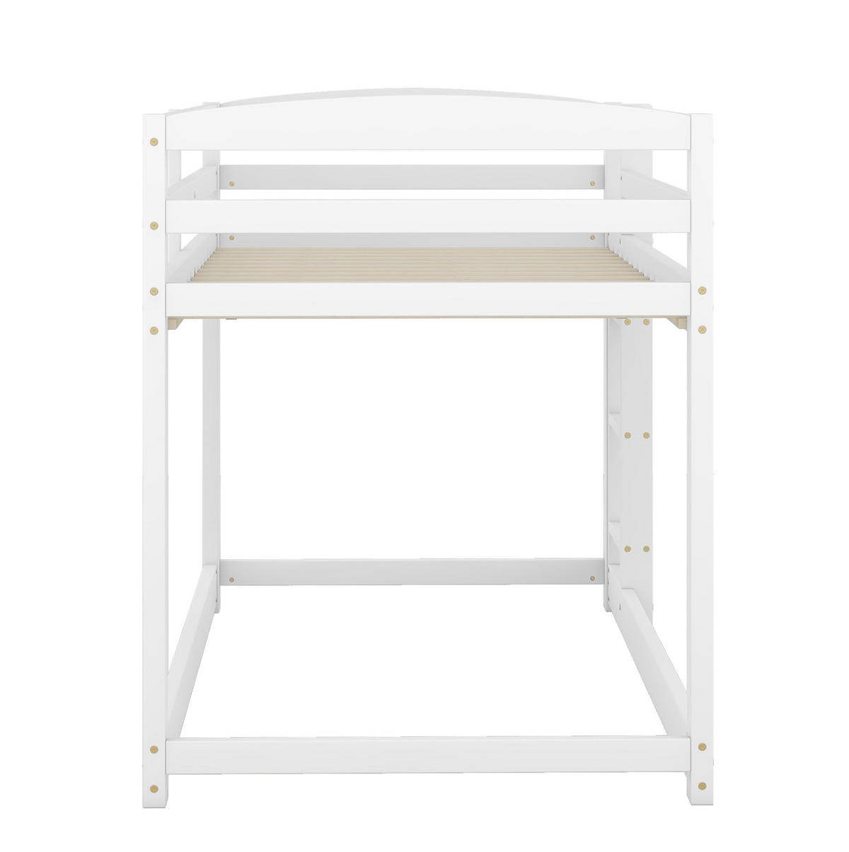 ETAGENBETT aus Kiefer 90x200 cm Weiß mit niedrigem Profil, Sicherheitsgeländer und platzsparendem Design - Weiß, Holzwerkstoff (90/200cm) - Modfu