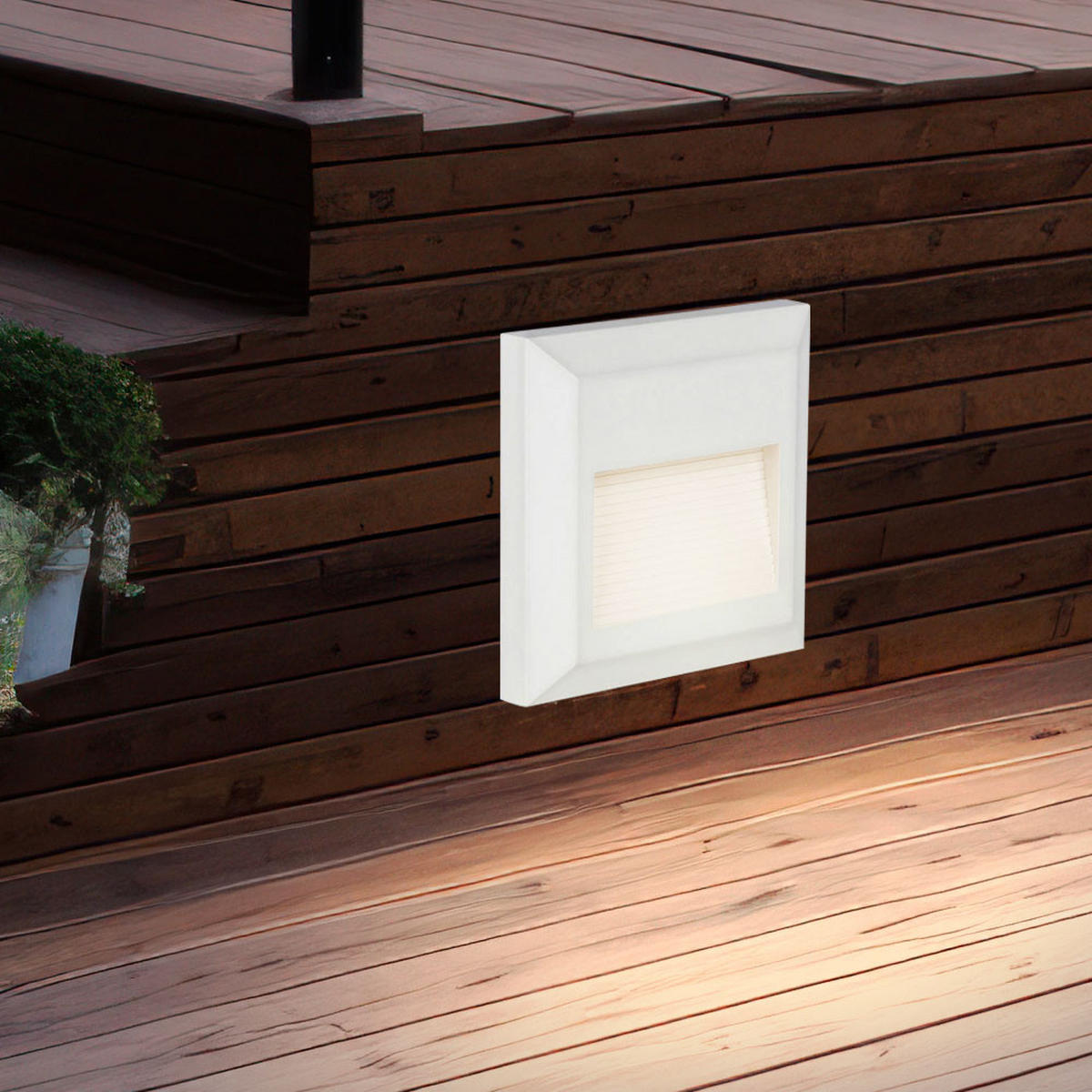 LED AUSSEN-WANDLEUCHTE Kunststoff Weiß 4er Set - Weiß, Kunststoff (12.4/12.4/2.7cm)
