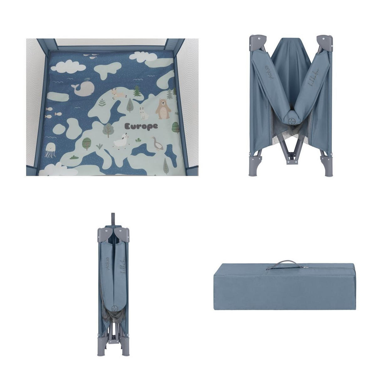 LAUFSTALL Enjoy Matratze blau Reißverschluss klappbar Tasche Hängegriffe - Blau, Textil (100/100cm) - Kikka boo